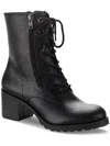 SUN + STONE SHEILAA WOMENS FAUX LEATHER BLOCK HEEL COMBAT & LACE-UP BOOTS
