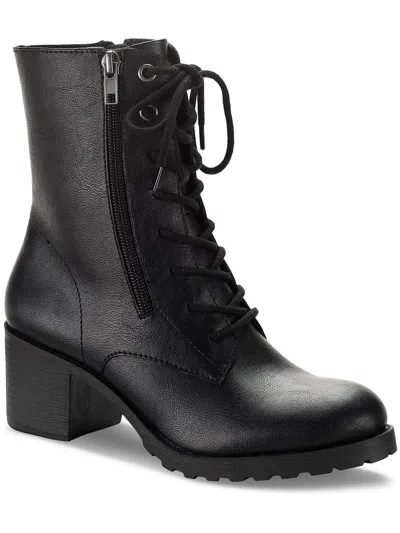 Sun + Stone Women's Sheilaa Lace-up Zip Lug Combat Booties, Created For Macy's In Black