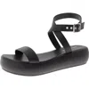 Sun + Stone Simone Womens Faux Leather Ankle Strap Platform Sandals In Black