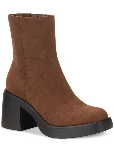 Sun + Stone Tiannaa Womens Faux Suede Round Toe Booties In Bran Micro