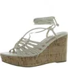 Sun + Stone Tillyyp Womens Faux Leather Heeled Wedge Sandals In White