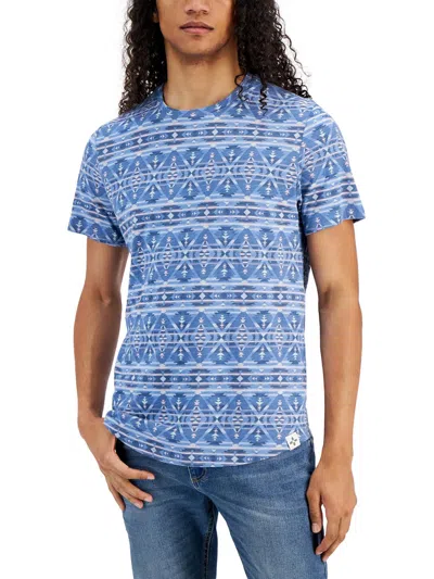 Sun + Stone Totem Mens Aztec Print Cotton T-shirt In Multi
