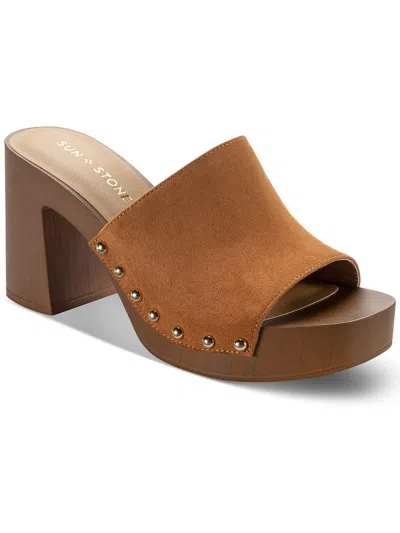 Sun + Stone Twiggyy Womens Faux Suede Studded Block Heel In Brown