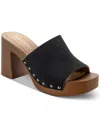 SUN + STONE TWIGGYY WOMENS FAUX SUEDE STUDDED BLOCK HEEL