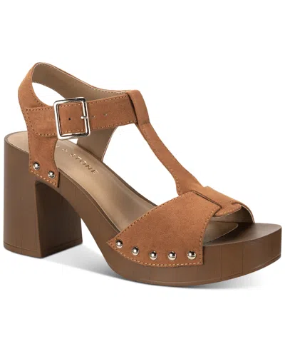 Sun + Stone Women's Twinniee T-strap Studded Platform Sandals, Created For Macy's In Whiskey Micro
