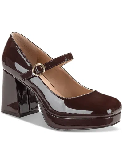 Sun + Stone Vaneciaa Womens Round Toe Slip On Mary Jane Heels In Wine Pat