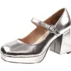Sun + Stone Vaneciaa Womens Round Toe Slip On Mary Jane Heels In Silver