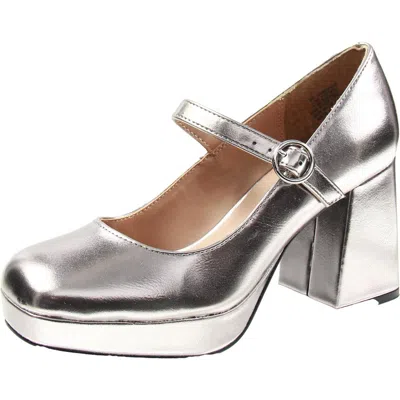 Sun + Stone Vaneciaa Womens Round Toe Slip On Mary Jane Heels In Silver