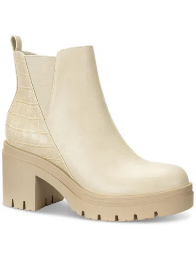 Sun + Stone Veronikaa Womens Faux Leather Round Toe Ankle Boots In Multi
