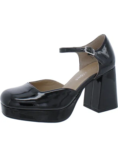 Sun + Stone Viennaa Womens Patent Square Toe Mary Jane Heels In Black