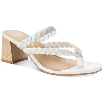 Sun + Stone Wiinnie Womens Faux Leather Slip On Block Heels In White