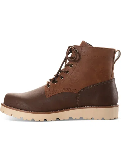 Sun + Stone Wilder Mens Faux Leather Lug Sole Combat & Lace-up Boots In Yellow