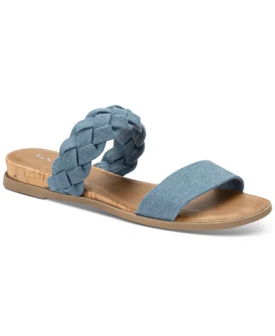 Sun + Stone Women's Easten Double Band Slide Flat Sandals, Created For Macy's In Denim