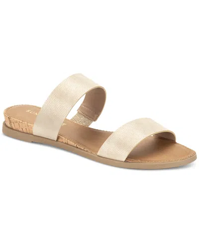 Sun + Stone Women's Easten Double Band Slide Flat Sandals, Created For Macy's In Gold Texture