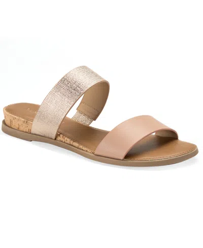 Sun + Stone Women's Easten Double Band Slide Flat Sandals, Created For Macy's In Rose Metallic