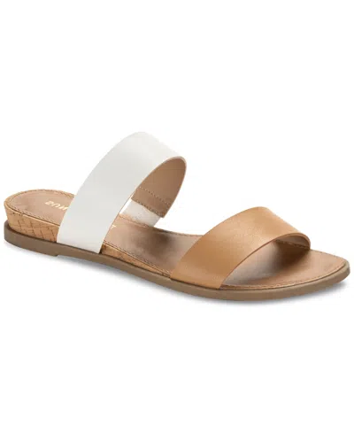Sun + Stone Women's Easten Double Band Slide Flat Sandals, Created For Macy's In Tan White