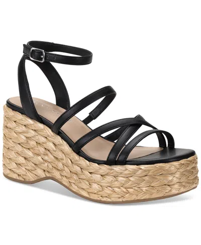 Sun + Stone Women's Finnickk Strappy Espadrille Wedge Sandals, Created For Macy's In Black