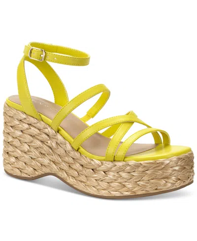 Sun + Stone Women's Finnickk Strappy Espadrille Wedge Sandals, Created For Macy's In Citron