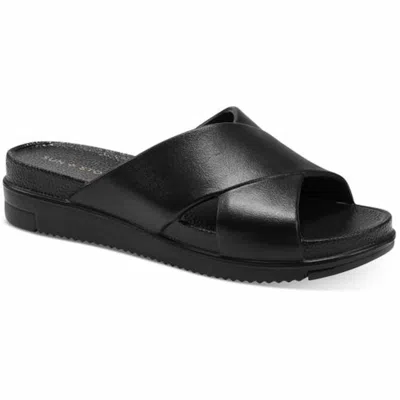 Sun + Stone Women's Islla Crisscross Slide Wedge Sandals In Black