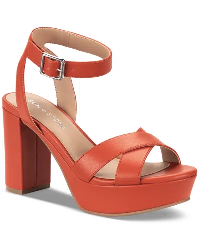 Sun + Stone Women's Lillah Block Heel Platform Dress Sandals, Created For Macy's In Sunset