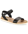 Sun + Stone Mattie Womens Faux Leather Open Toe Flats In Black