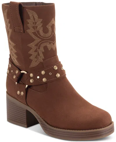 Sun + Stone Women's Norahh Moto Midshaft Booties, Created For Macy's In Russet Mc
