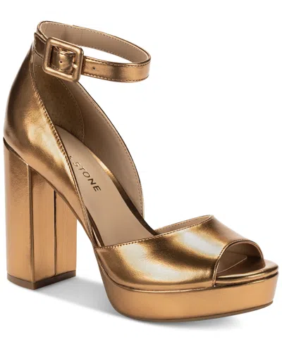 Sun + Stone Women's Reemaa Peep Toe Block Heel Platform Sandals, Created For Macy's In Bronze Sm