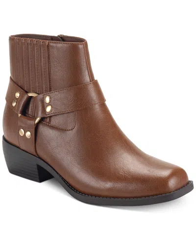 Sun + Stone Women's Westinn Harness Booties, Created For Macy's In Brown Sm