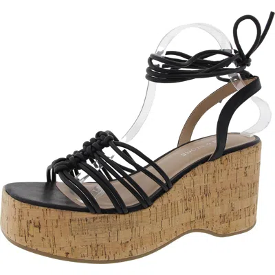 Sun + Stone Women's Fallonn Strappy Lace Up Platform Wedge Sandals, Created For Macy's In Black