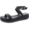 Sun + Stone Womens Faux Leather Ankle Strap Flatform Sandals In Multi