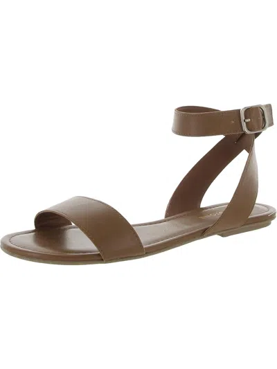 Sun + Stone Womens Faux Leather Cushioned Footbed Ankle Strap In Brown