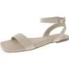 SUN + STONE WOMENS FAUX LEATHER FLAT SLINGBACK SANDALS
