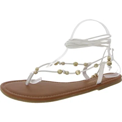 Sun + Stone Womens Faux Leather Heeled Lace-up In White