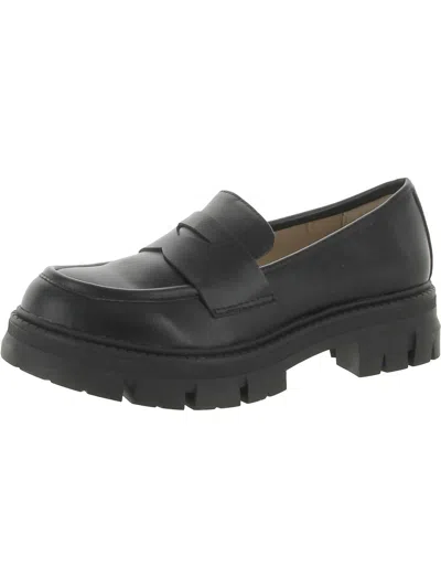 Sun + Stone Womens Faux Leather Loafers In Black