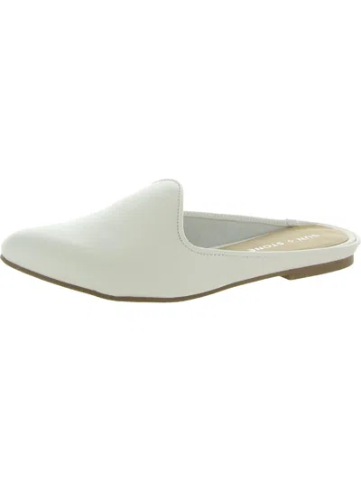 SUN + STONE WOMENS FAUX LEATHER SLIP ON SLIDES