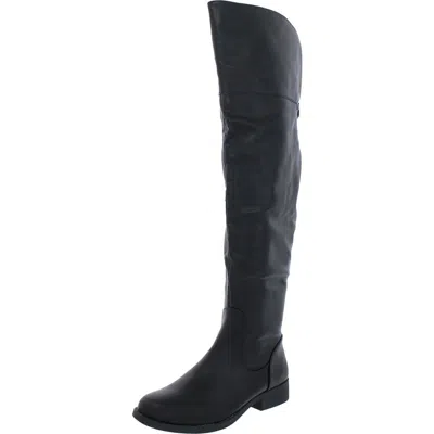 Sun + Stone Womens Pull On Tall Over-the-knee Boots In Black