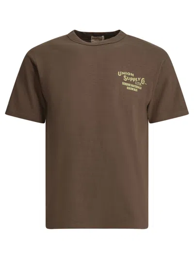 Sun Surf Crewneck T-shirt With Logo In Brown