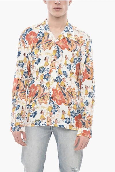 Sun Surf Floral Printed Hawaii Shirt In Neutral