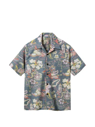 Sun Surf Graphic-print Short-sleeve Shirt In Blue