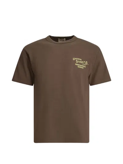 Sun Surf Crewneck T-shirt With Logo In Brown