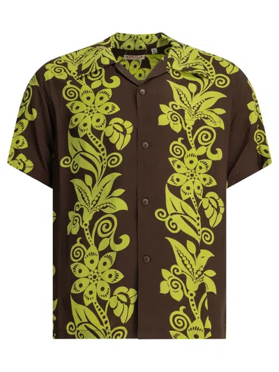 Sun Surf "pictograph Flower" Casual Shirt In Green