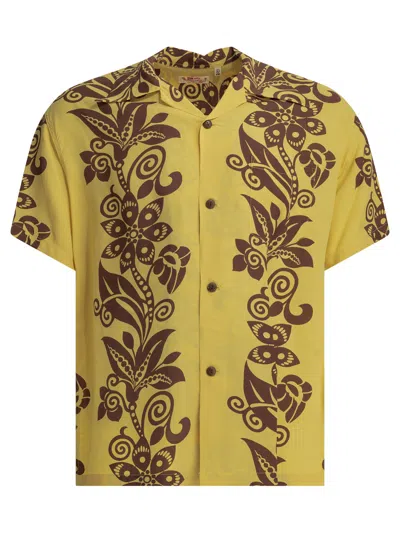 Sun Surf "pictograph Flower" Casual Shirt In Yellow