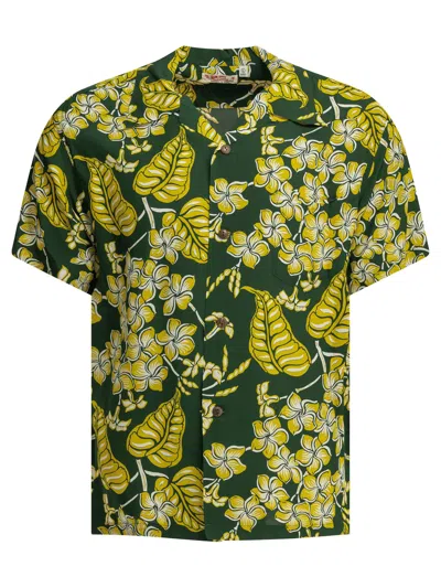 Sun Surf "plumeria Blossoms" Casual Shirt In Green