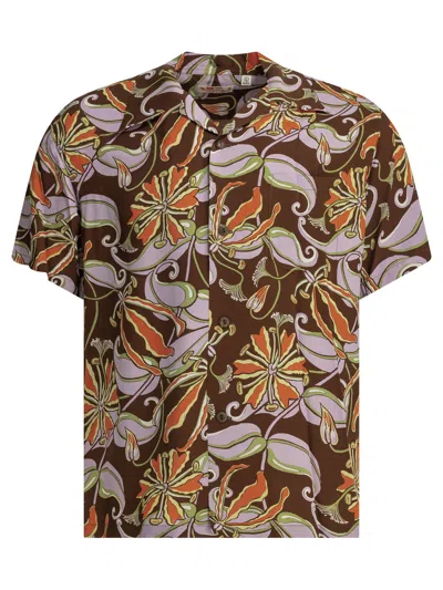 Sun Surf "spider Lily" Casual Shirt In Brown