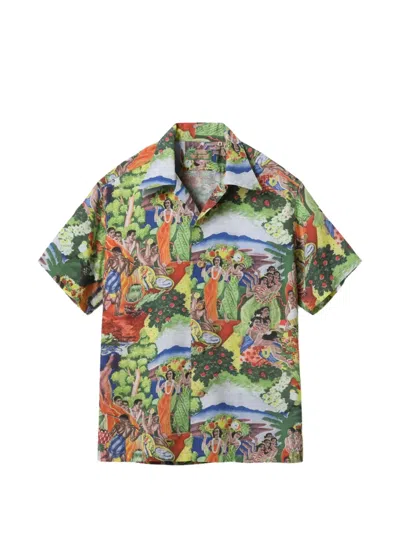 Sun Surf X Eugene Savage Original Matson Menu Design Short-sleeve Shirt In Green