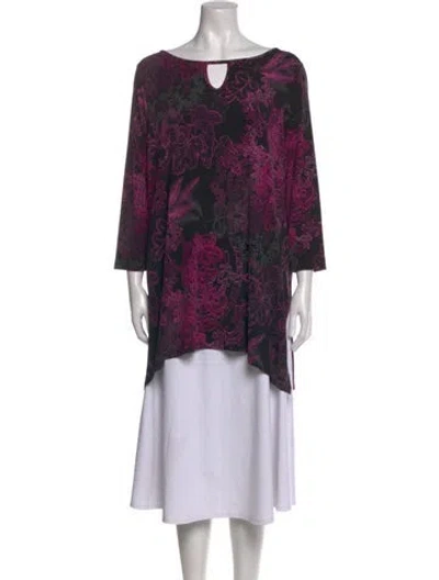 Pre-owned Sun Woo Printed Bateau Neckline Tunic In Purple