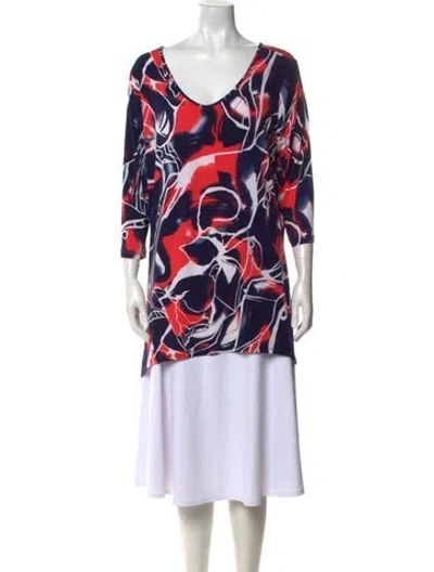 Pre-owned Sun Woo Printed V-neck Tunic In Multi