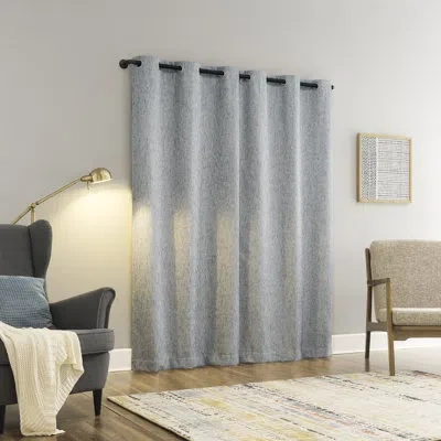 Sun Zero Aldwin Slub Texture Magnetic Closure 100% Blackout Grommet Curtain Panel In Gray
