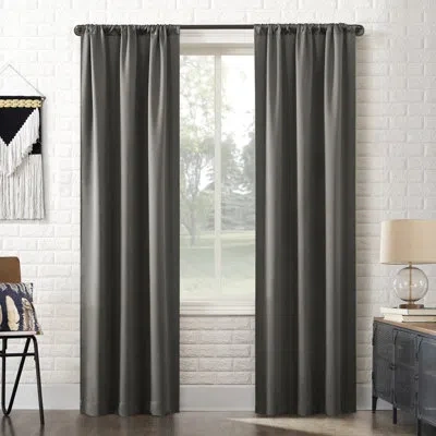 Sun Zero Bergen Theater Grade 100% Blackout Rod Pocket Curtain Panel In Gray