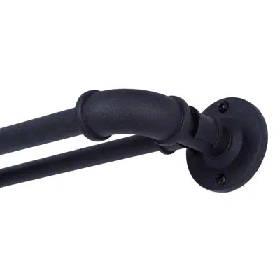 Sun Zero Bronn Industrial Pipe Blackout Double Curtain Rod, Adjustable Length, 3/4" + 5/8" Dia. Steel Tubes In Matte Black